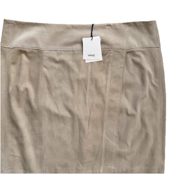 New VINCE 100% Lamb Leather Suede Womens Slit Skirt $695 Brand New Old Money 14 - Picture 2 of 8